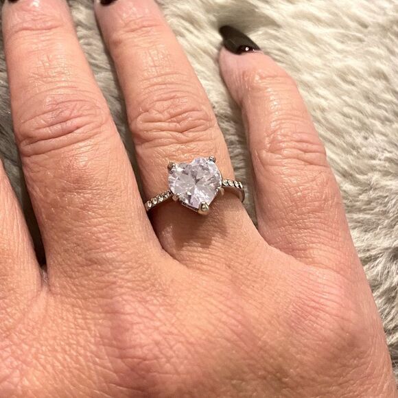 The Best seller!Delicate 925 Silver & CZ  Heart Ring sz 6 - Picture 13 of 15